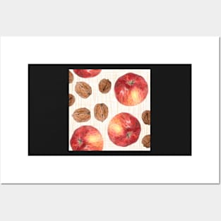 Autumn fruits: apples and walnuts Posters and Art